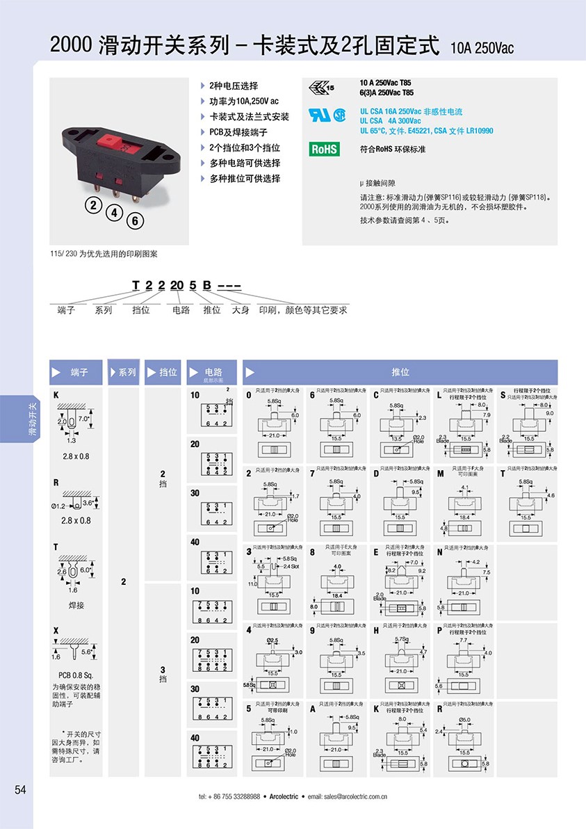 2000系列滑動電壓開關(guān)選型 2000系列滑動電壓開關(guān)選型