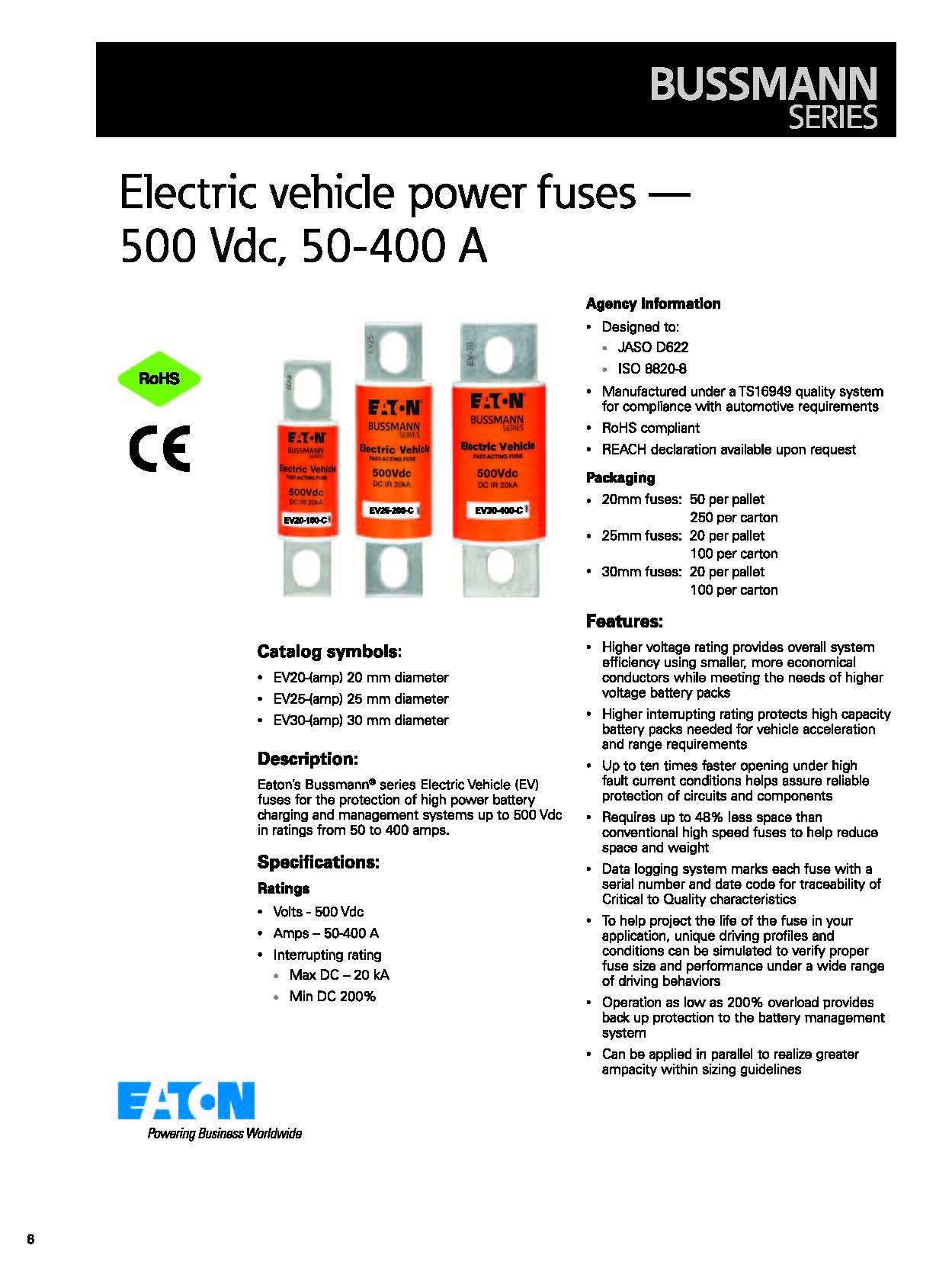EV20 電動汽車熔斷器 介紹 EV20 電動汽車熔斷器 介紹