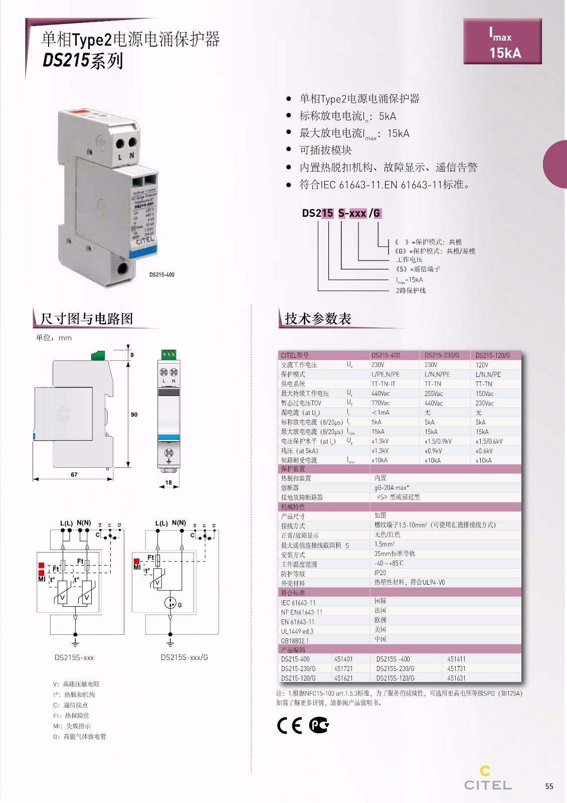 交流防雷器DS215系列電源電涌保護(hù)器技術(shù)參數(shù) 交流防雷器DS215系列電源電涌保護(hù)器技術(shù)參數(shù)