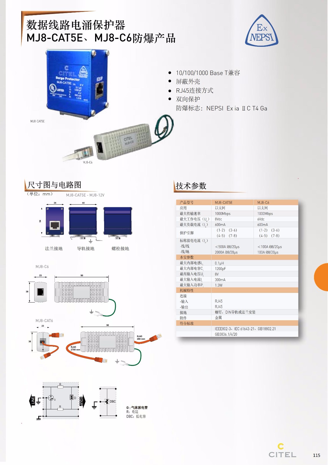 MJ8系列電涌保護(hù)器尺寸圖 MJ8系列電涌保護(hù)器尺寸圖