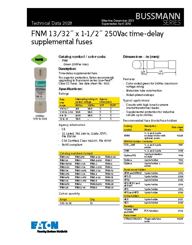 FNM系列熔斷器型號 FNM系列熔斷器型號