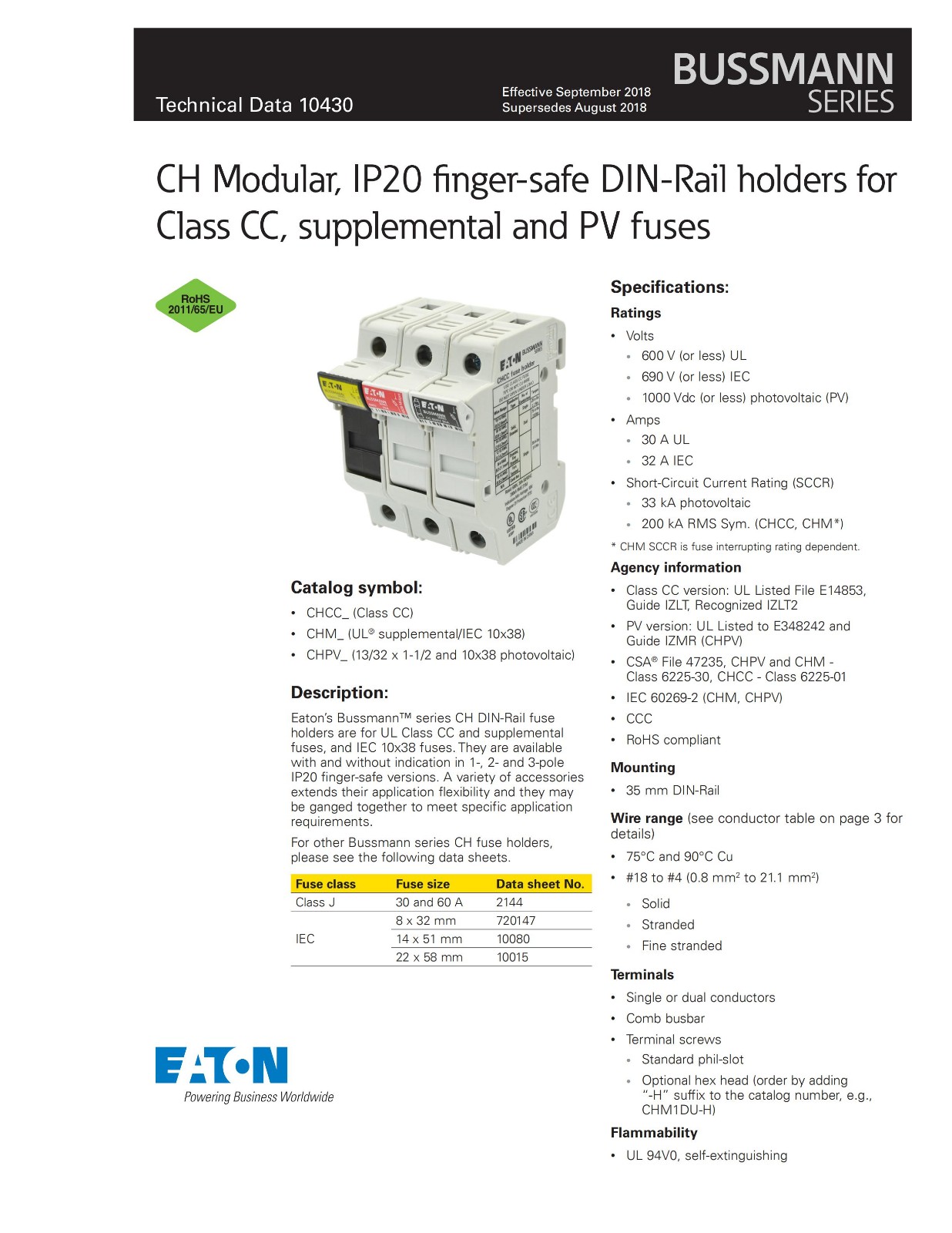 CHPV1U系列熔斷器座參數(shù) CHPV1U系列熔斷器座參數(shù)